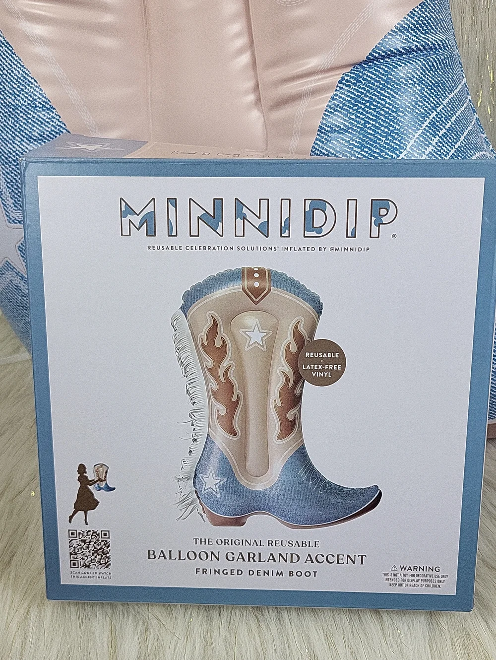 Minnidip Reusable Balloon Fringed Denim Boot